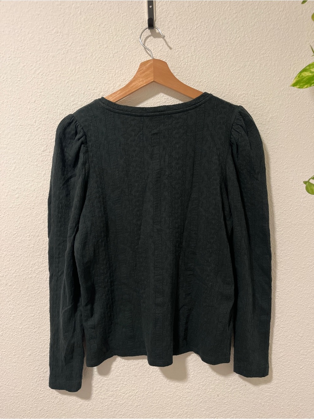 LOFT Forest Green Textured Long Sleeve Top sz S - Picture 5 of 6